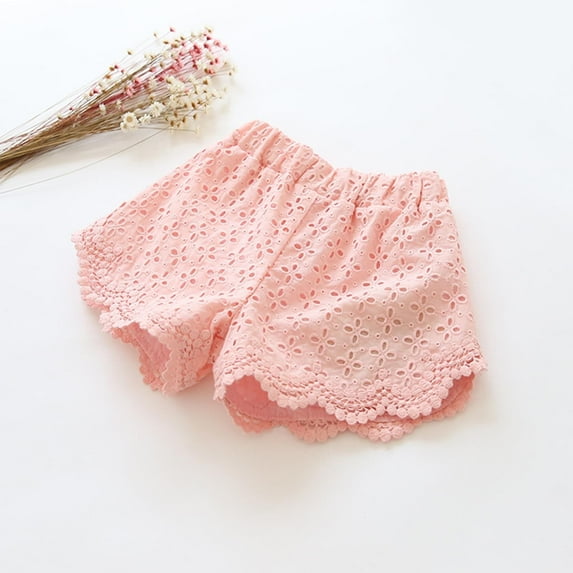 Toddler Girl's Eyelet Shorts Embroidery Elastic Waist Scallop Trim Boho Short Pants Cute Beach Outfits