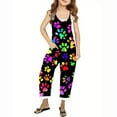 thumbnail image 1 of Toddler Girl's High Elastic Waist Sweatpants Full Length Pants Overalls Girls Casual Jumpsuits Sleeveless Rompers Long Pants with Pockets for 5-14 Years Multicolor 120, 1 of 5