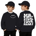 thumbnail image 1 of Toddler Girl's Mr Steal Your Heart Print Fashionable Graphic Crewneck Hoodies Sweatshirt Boys' Girls Sports Hoodies Sweatshirt Black 5 Y-6 Y, 1 of 4