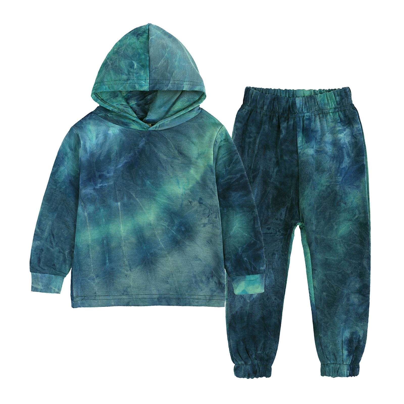 Toddler Girl's Outfits Tie Dyed Long-Sleeved Hoodie and Pant Suit Kids 2Pcs Clothing Sets