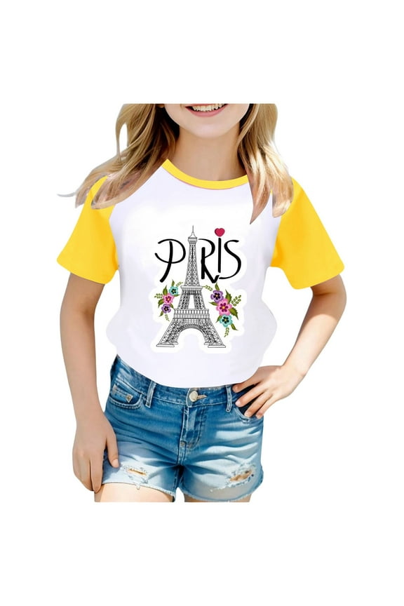 Toddler Girl's Paris City Graphic T-Shirt Short Sleeve Unisex Casual Tshirt Tops