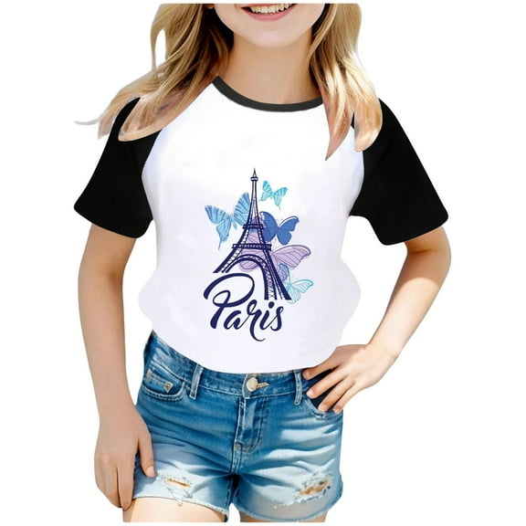 Toddler Girl's Paris City Graphic T Shirt Short Sleeve Unisex Casual Tshirts