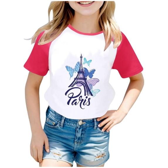 Toddler Girl's Paris City Graphic T Shirt Short Sleeve Unisex Casual Tshirts