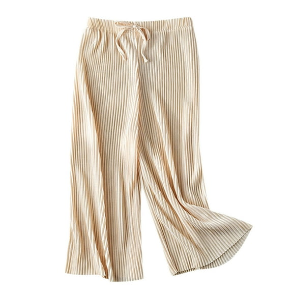 Toddler Girl's Pleated Pants Lightweight Elastic Waist Straight Wide Leg Pants Solid Casual Loose Trousers For Kids