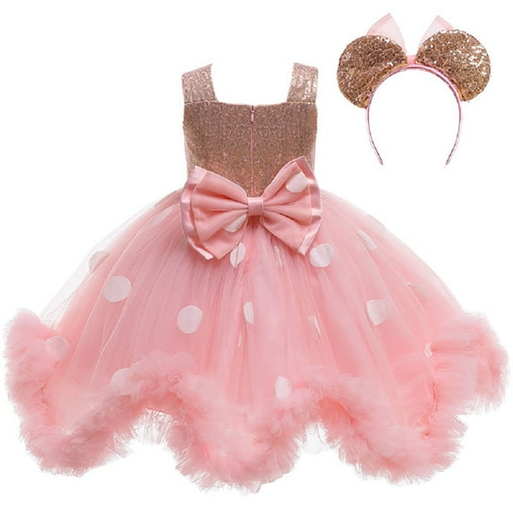 Toddler Girl's Polka Dots Sleeveless Tutu Dress Wedding Party Gown+Headband