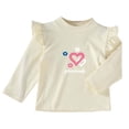 thumbnail image 1 of Toddler Girl's Ruffle Sleeve Top | Baby Casual T-shirt, Infant Plain Long Sleeveless Shirt, Cute, kindergarten, Preschool, Park, Travel, Vacation baby girl fall outfits, 1 of 3