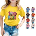 thumbnail image 1 of Toddler Girl's Short Sleeve Crew Neck Tops Letter Print Tee for Back To School Soft Casual Top Size 2-3T , Yellow, 1 of 4