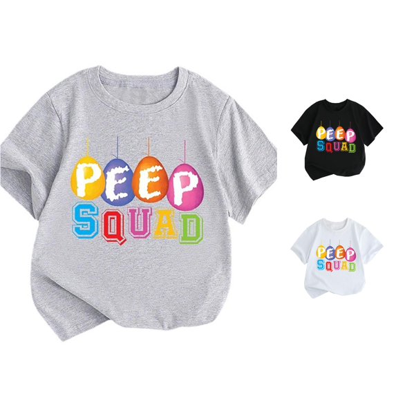 Toddler Girl's Short Sleeve Crew Neck Tops Summer Printed Children T Shirt Size 4-5T ,Gray