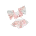 thumbnail image 1 of Toddler Girl's Summer Bikini 2 Pcs Set, Butterfly Mesh Short Sleeve Tops with Elastic Waist Shorts Swimwear, 1 of 8