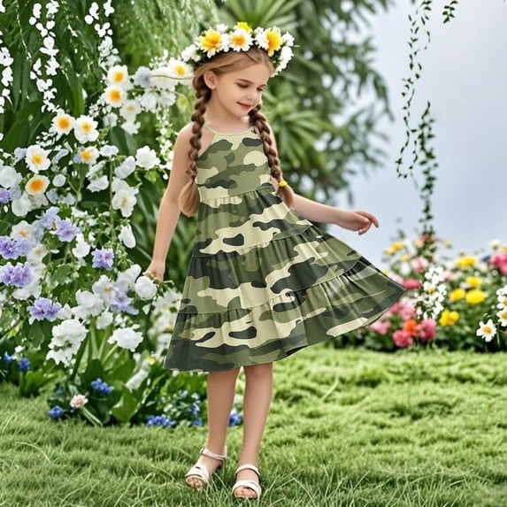 Toddler Girl's Summer Sundress Boho Strap Casual Sleeveless red Cami Dresses For 4-14 Years Vestidos amarillos para chicas