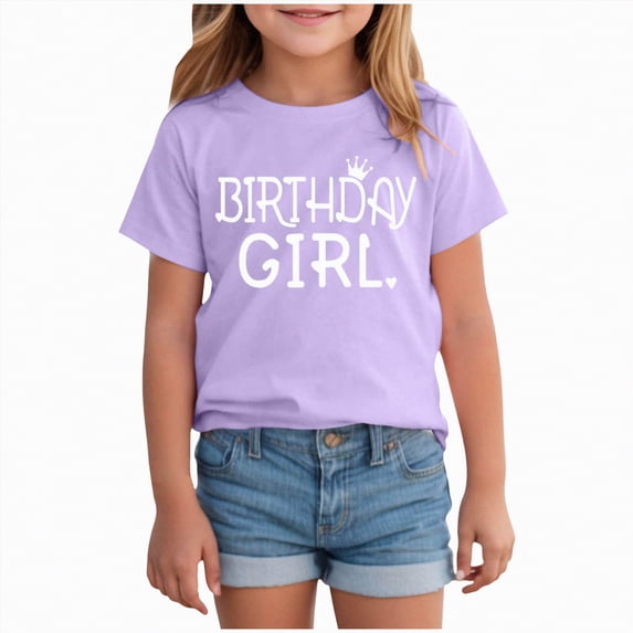 Toddler Girl's T Shirts Set Letter Graphic Tees Short Sleeve 0-24 Months 2t 3t 4t 5t 6t 7t Crew Neck Summer Tee Shirt Gibobby,13-14 Years,Purple