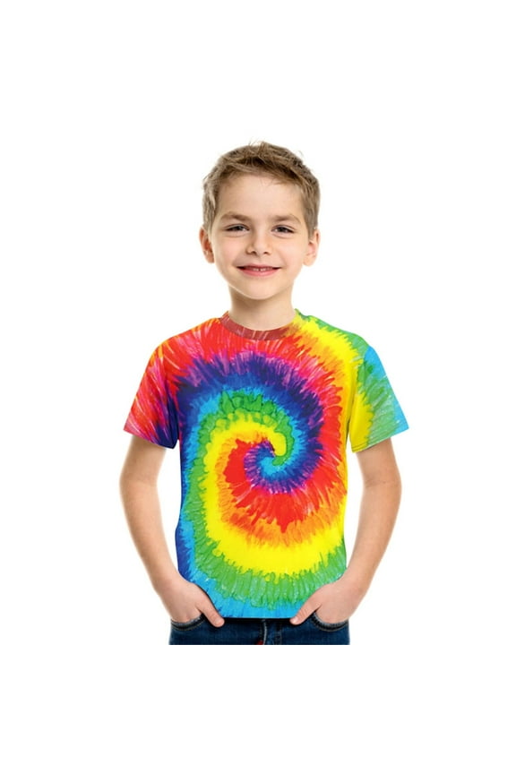 Toddler Girl's Tie Dye T-Shirt Cute Graphic Tee Shirts Casual Summer Short Sleeve Tops,9-12 Years,K2-C