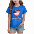 thumbnail image 1 of Toddler Girl's USA 250th Anniversary T Shirt Patriotic American Flag Eagle Graphic Soft Short Sleeve Tee for 1776-2026 US 250th Anniversary Gibobby,9-10 Years,Blue, 1 of 5