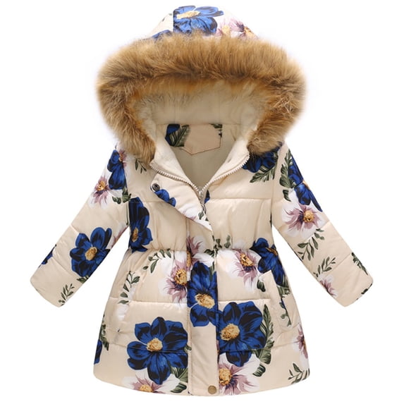 Toddler Girl's Winter Fleece Lined Long Parka Puffer Coat Thicken Ski Jacket with Fur Trim Hood Kids Down Jacket Coat