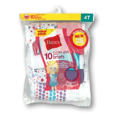 Toddler Girls 10 Pack Briefs Underwear Cotton Hanes Pre shrunk Assorted Colors