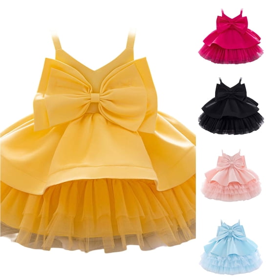 Toddler Girls' 1st Birthday Dress with Bow & Skirt Strapless Flower Girl Party Gown for Baby 1 3 Years Shoes for Toddler Girls