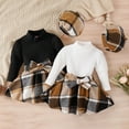 thumbnail image 1 of Toddler Girls 2 PC Sets Turtleneck Top Plaid Skirt Hat College Style Suit Two Piece Suitable For 9 Months ~ 4 Years Old White9M qILAKOG, 1 of 8