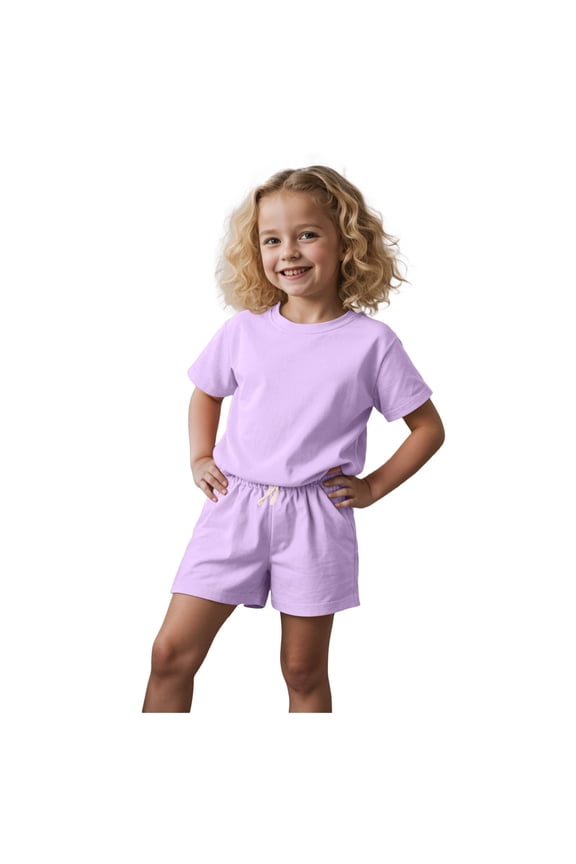 Toddler Girls 2 Pack Floral Fashion Summer Clothes Set - Tutu Skirt Tank Top Short Sleeve and Biker Shorts Gibobby(2-3 Years,Purple)