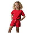 thumbnail image 1 of Toddler Girls 2 Pack Floral Fashion Summer Clothes Set - Tutu Skirt Tank Top Short Sleeve and Biker Shorts Gibobby(6-7 Years,Red), 1 of 4
