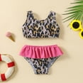thumbnail image 1 of Toddler Girls 2-Piece Bikini Swimsuit Leopard Cheetah Printed Ruffle Bikini Top and Bottoms Set, 1 of 8