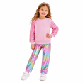 thumbnail image 1 of Toddler Girls 2 Piece Cute Outfits, Sequin Sleeve Crewneck Sweatshirt with Hip Hop Jogger Pants Kids Clothing Set for Spring Fall Winter 8-9 Years, Pink Sequin, 1 of 12