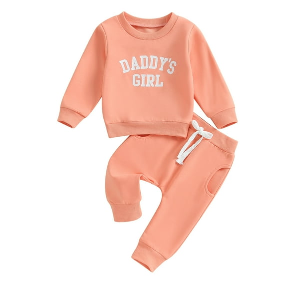 Toddler Girls 2 Piece Outfit Letter Print Long Sleeve Sweatshirt and Elastic Pants Set 6 9 18 24M 3T Baby Cute Fall Clothes
