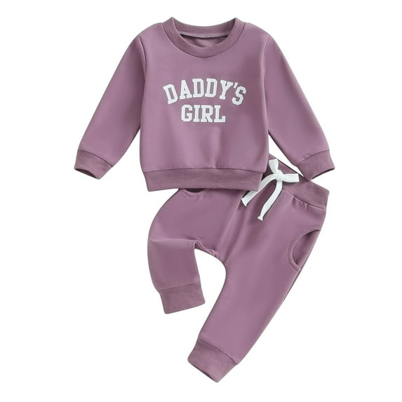 Toddler Girls 2 Piece Outfit Letter Print Long Sleeve Sweatshirt and Elastic Pants Set 6 9 18 24M 3T Baby Cute Fall Clothes