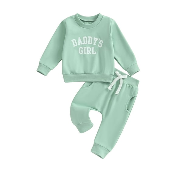 Toddler Girls 2 Piece Outfit Letter Print Long Sleeve Sweatshirt and Elastic Pants Set Baby Cute Fall Clothes
