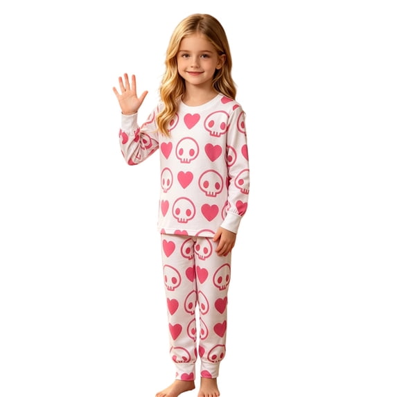 Toddler Girls 2-Piece Outfit Set Halloween Cute Print Tops and Pants Sleepwear Outfits Size 3-4T