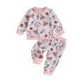 thumbnail image 1 of Toddler Girls 2 Piece Outfit Western Bull Head Print Long Sleeve Sweatshirt and Pants Set Baby Cute Fall Clothes, 1 of 8