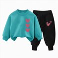 thumbnail image 1 of Toddler Girls 2 Piece Outfits Raglan Sleeve Sweatshirt and Sweatpants Tracksuits Sets 0-13Y,9-10 Years,H, 1 of 4