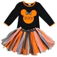 thumbnail image 1 of Toddler Girls 2 Pieces Skirt Set BOO T-shirt Top Tutu Tulle Skirt Set Black Orange 2T XS (P501685P), 1 of 2
