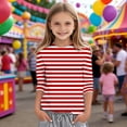 thumbnail image 1 of Toddler Girls 3/4 Sleeve Shirts Carnival Print Round Neck Loose Fit Casual Tee Top Size 4-5T , Red, 1 of 4