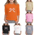 thumbnail image 1 of Toddler Girls 3/4 Sleeve T-Shirts Crewneck Tops Graphic Print Casualtee Shirt Size 3-4T , Orange, 1 of 4