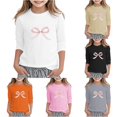 thumbnail image 1 of Toddler Girls 3/4 Sleeve T-Shirts Crewneck Tops Graphic Print Casualtee Shirt Size 4-5T , White, 1 of 4