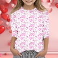 thumbnail image 1 of Toddler Girls 3/4 Sleeve T Shirts Heart Print Fashion Crew Neck Casual T Shirt Top Size 3-4T ,White, 1 of 4