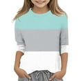 thumbnail image 1 of Toddler Girls 3/4 Sleeve Tee Shirts Color Block Round Neck Casual T Shirt Top Size 3-4T ,Gray, 1 of 4