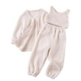 thumbnail image 1 of Toddler Girls 3 Piece Oufits Fuzzy Fleece Tank Top Plush Cardigan Soft Jogger Sweatpants Winter Clothes for 1-7 Years, 1 of 7