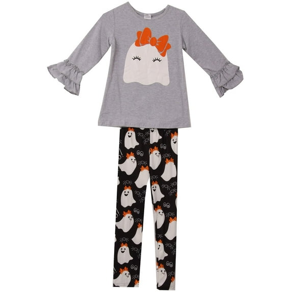 Toddler Girls 3 Pieces Set Halloween Ghost Outfit Long Sleeve Top Pants Clothing Gray 2T XS (P201646P)