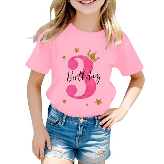 Toddler Girls 3rd Birthday Tshirt Cute Printed Short Sleeve T-Shirt kids casual tee