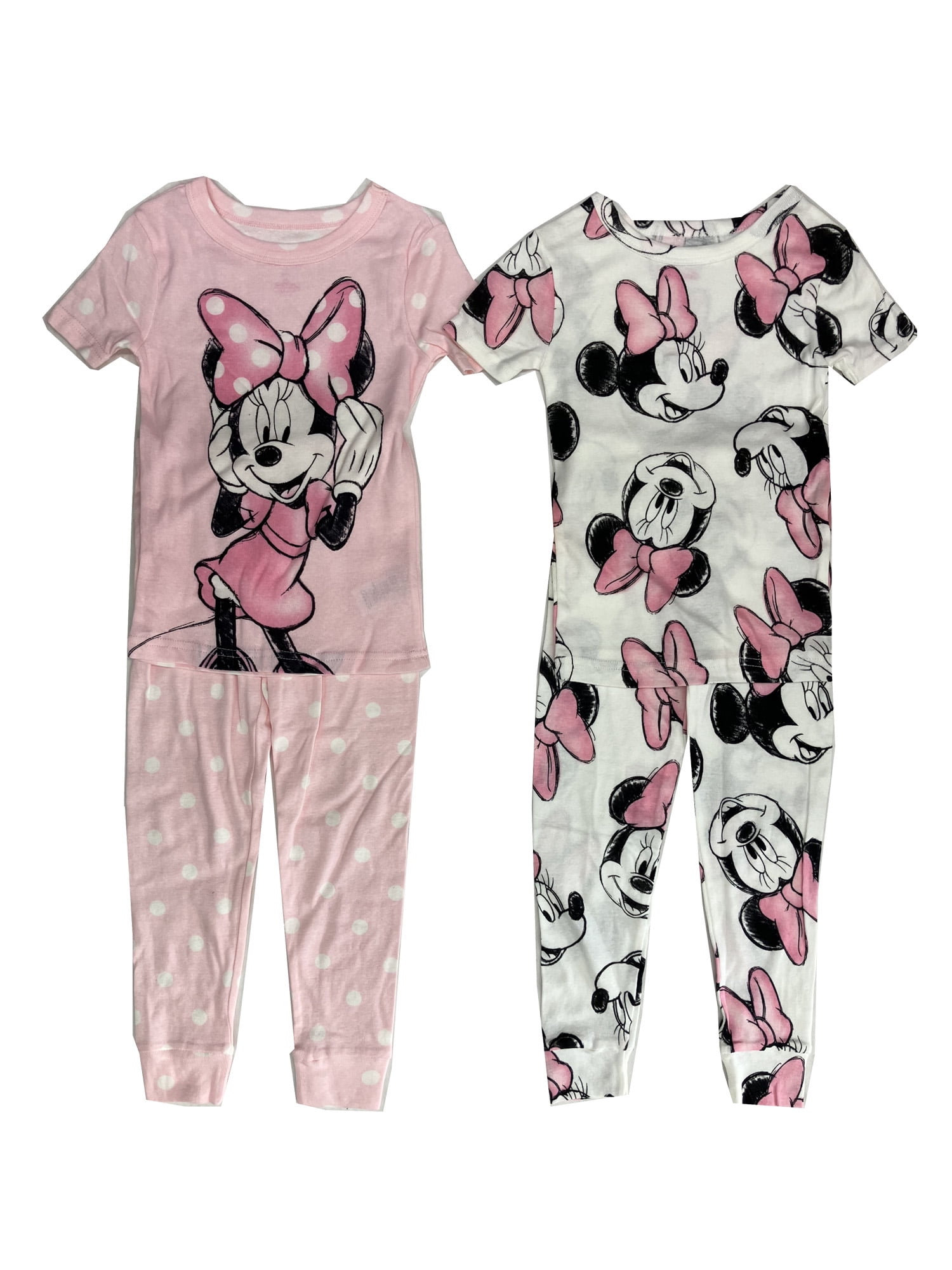 NWT Girl's Disney Minnie Mouse 2 Piece Pajama Set White Black