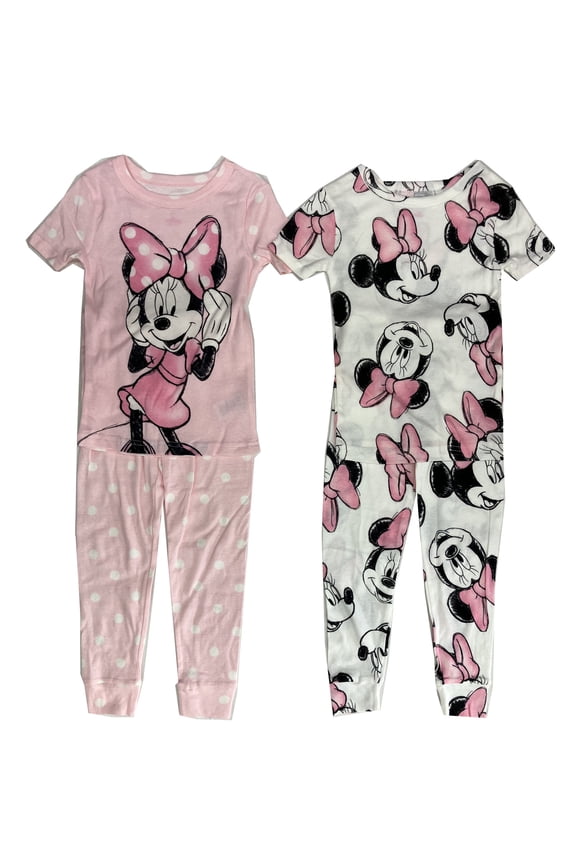 Toddler Girls' 4pc Snug Fit Cotton Minnie Mouse Pajama Set - Pink 4T