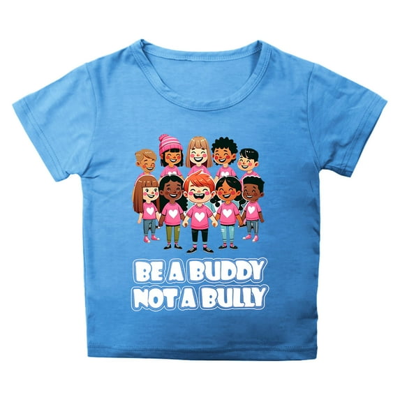 Toddler Girls Anti-Bullying Friendly T-Shirt Casual Print Round Neck Loose Short Sleeve T Shirt Top Sky Blue,4-5T Girls T Shirts