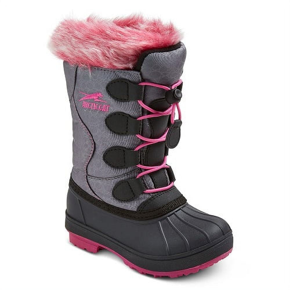 Toddler Girls' Arctic Cat Snowcharm Winter Boots Grey/Pink Trim SIZE