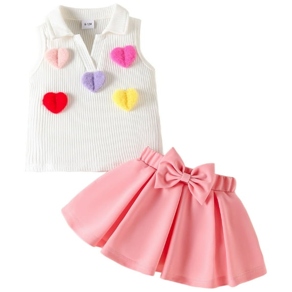 Toddler Girls Athletic Dress Golf Tennis Dress Outfit Sleeveless Golf Shirt and Tennis Skirt 2-7Y