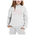 thumbnail image 1 of Toddler Girls Athletic Outfit Sets Cute Bow Knot Print Hoodies And Sweatpants 2 Piece Girls Sweat Suit Casual Spring Fall Kids Sweatsuit White 3-4 Years, 1 of 4