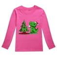 thumbnail image 1 of Toddler Girls Autumn Long Sleeve Christmas Dinosaur Graphic Print Tee Shirt Top Hot Pink 3-4 Years, 1 of 4