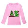 thumbnail image 1 of Toddler Girls Autumn Long Sleeve Christmas Dinosaur Graphic Print Tee Shirt Top Pink 3-4 Years, 1 of 4