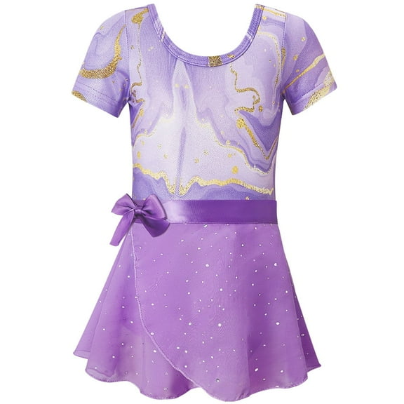 Toddler Girls Ballet Dance Leotard with Shiny Skirted Kids Leotard Dresses Dance Outfits Gymnastics Costume