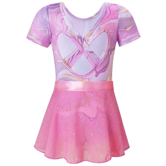 Toddler Girls Ballet Dance Leotard with Shiny Skirted Kids Leotard Dresses Dance Outfits Gymnastics Costume